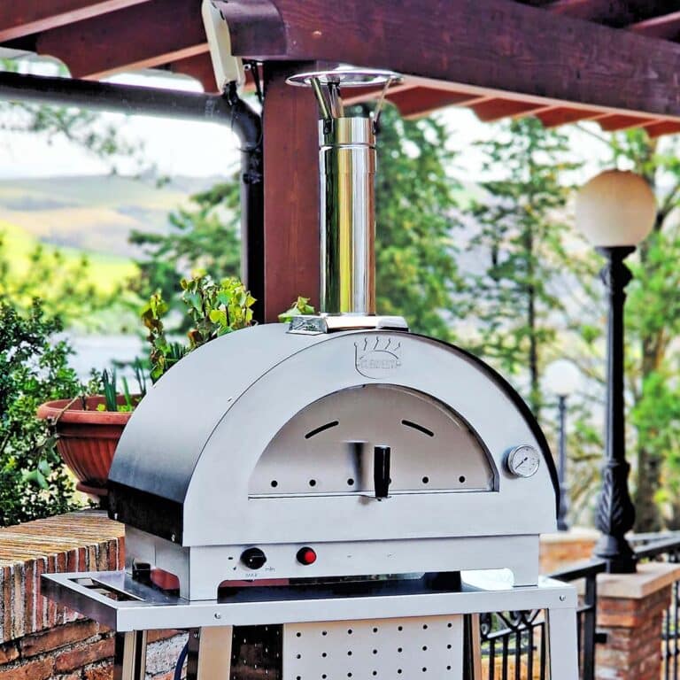 Wood fired pizza oven on table